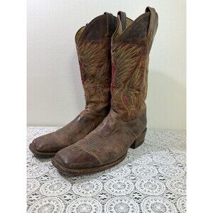 Justin Made in USA Mens UJ251 Western Cowboy Leather Brown Boots Size 12D